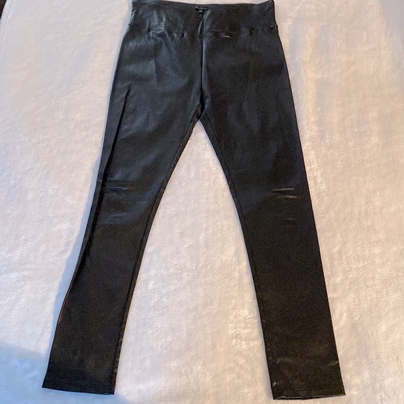 EUC SHINESTAR Faux Leather Shiny Stretchy Black Leggings High Waist Plus Sz 2X - Picture 3 of 14